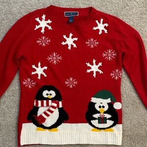 Karen Scott Red Penguin Sweater